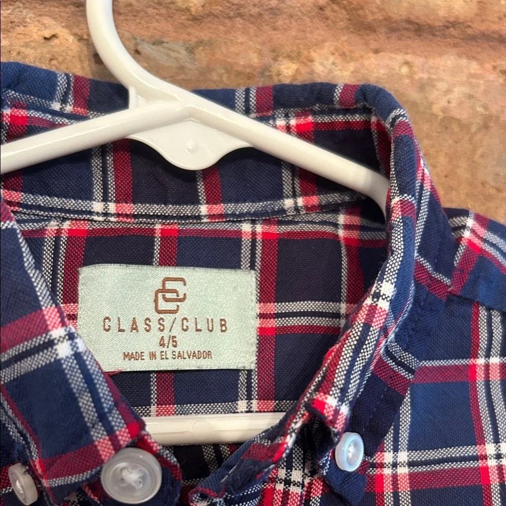 Class Club Kids Blue and Red Checkered Button Down Shirt